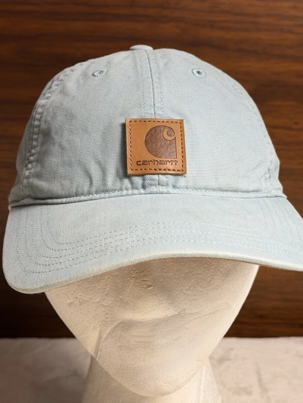 Carhartt Odessa Cap Hat Light Sky Blue Canvas Leather Logo Patch Adjustable